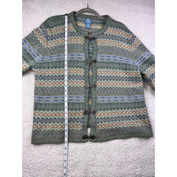 Frost 100% Lambs Wool cardigan sweater with metal fashion clasps - size XL - Picture 11 of 12